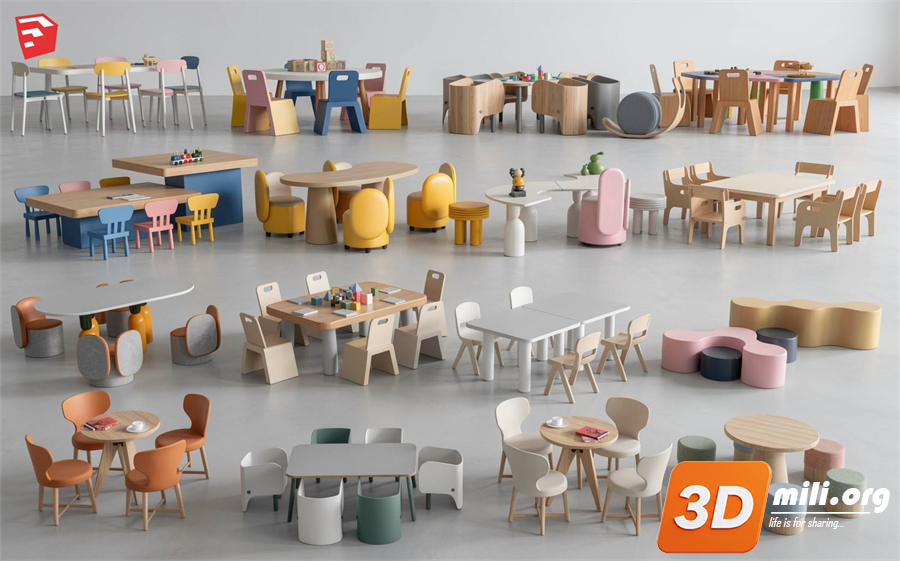 Kid's table and chairs Skp Files 